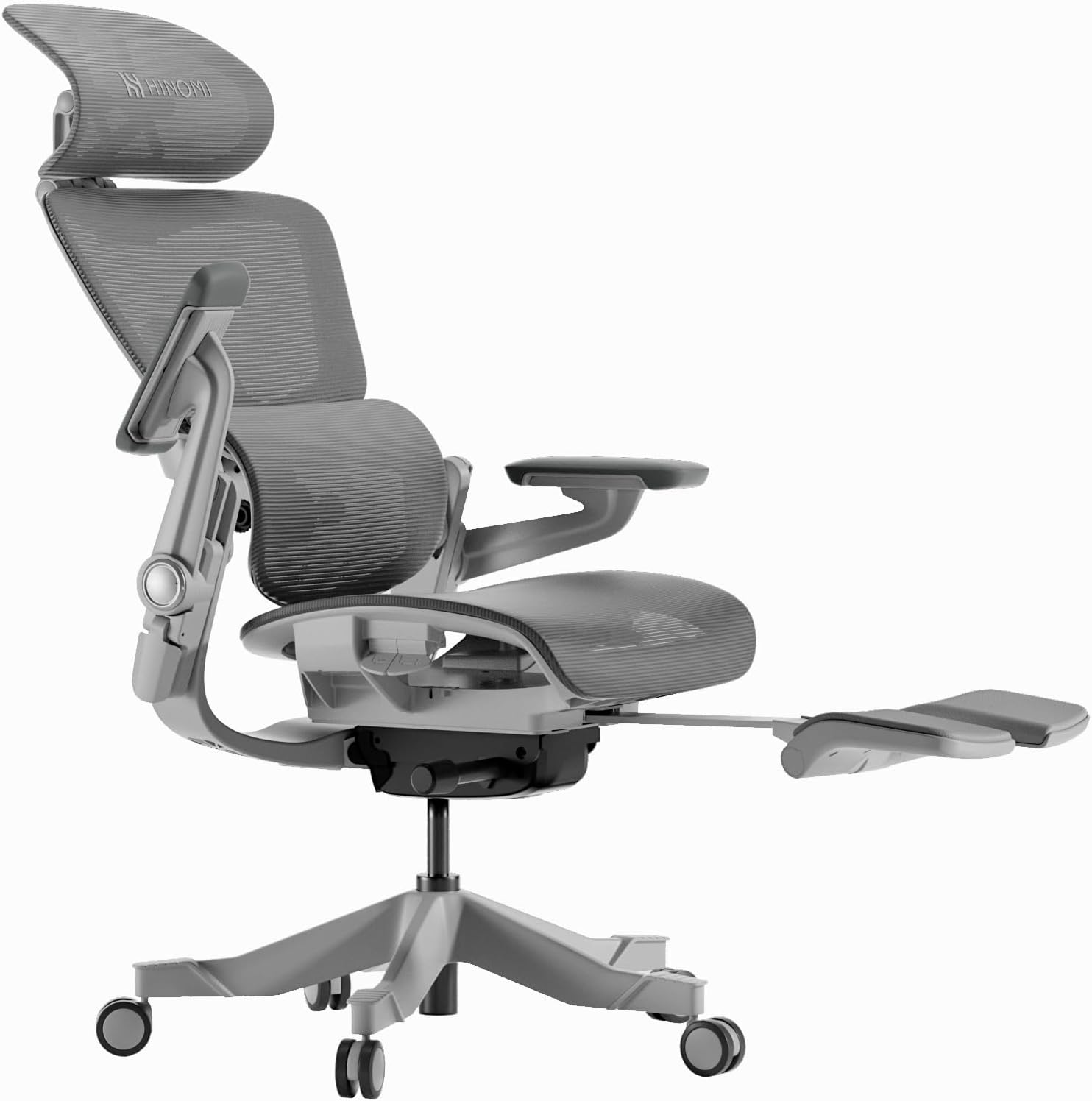 HINOMI H1 Pro V2 Ergonomic Office Chair with Foot Rest - Comfy Home Office Desk Computer Chair, Comfortable Mesh Seat with Adjustable Back Support (Gray, Standard)