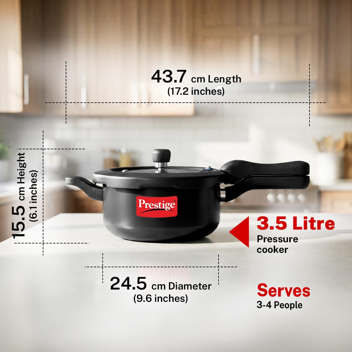 Prestige Svachh 3.5 Litre Outer Lid Pressure Cooker With Hard Anodized Body (Black), 3.5 Liter 1