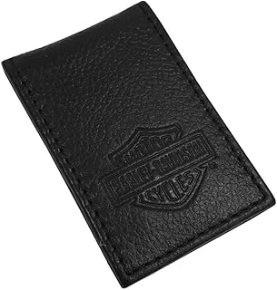 Harley-Davidson Men's B&S Embossed Leather Magnetic Money Clip MSB8385-BLACK