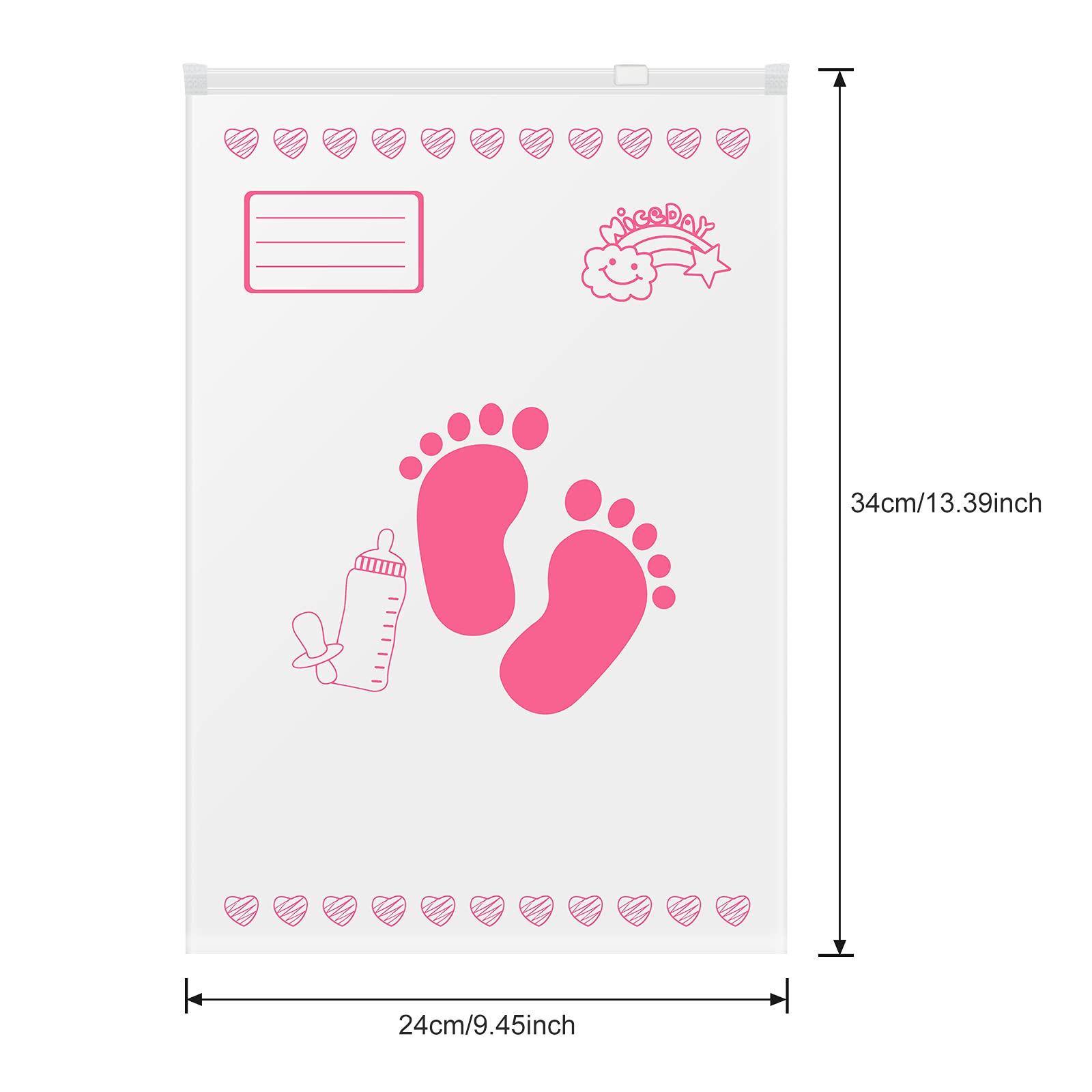 Leenou Corredino Neonato Bustine Ospedale Cambio Trasparenti PE Glassato 34x24 cm Rosa