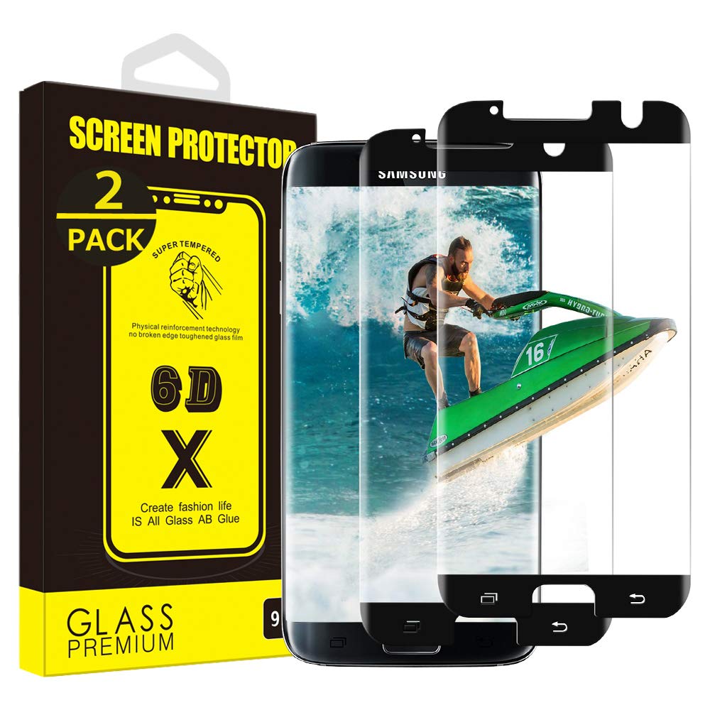 Yoyamo [2-Pack] for Galaxy S7 Edge Screen Protector Tempered Glass,HD76 [Anti-Fingerprint][No-Bubble][Scratch-Resistant] Glass Screen Protector for Samsung Galaxy S7 Edge(Black)