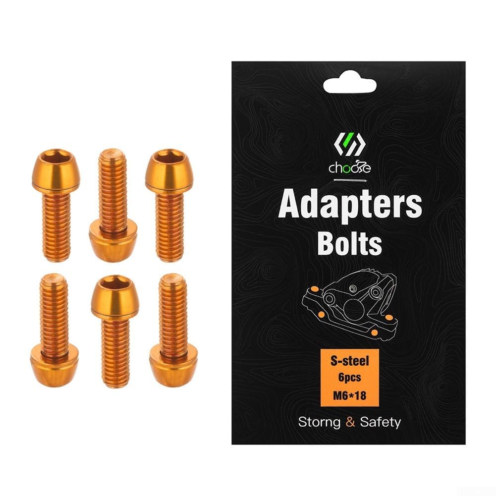 Lot 6 Boulons Orange M6x18mm Pour étrier De Frein à Disque VTT/route – Acier Haute Résistance, Finition PVD