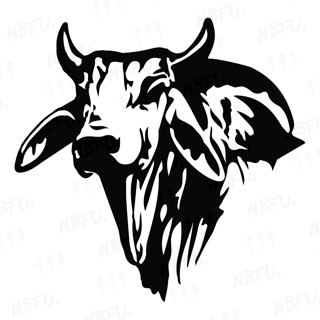 NBFU Custom Bull Head (Black) (Set Of 2) Premium Waterproof Vinyl Decal Stickers For Laptop Phone Accessory Helmet Car Window Bumper Mug Tuber Cup