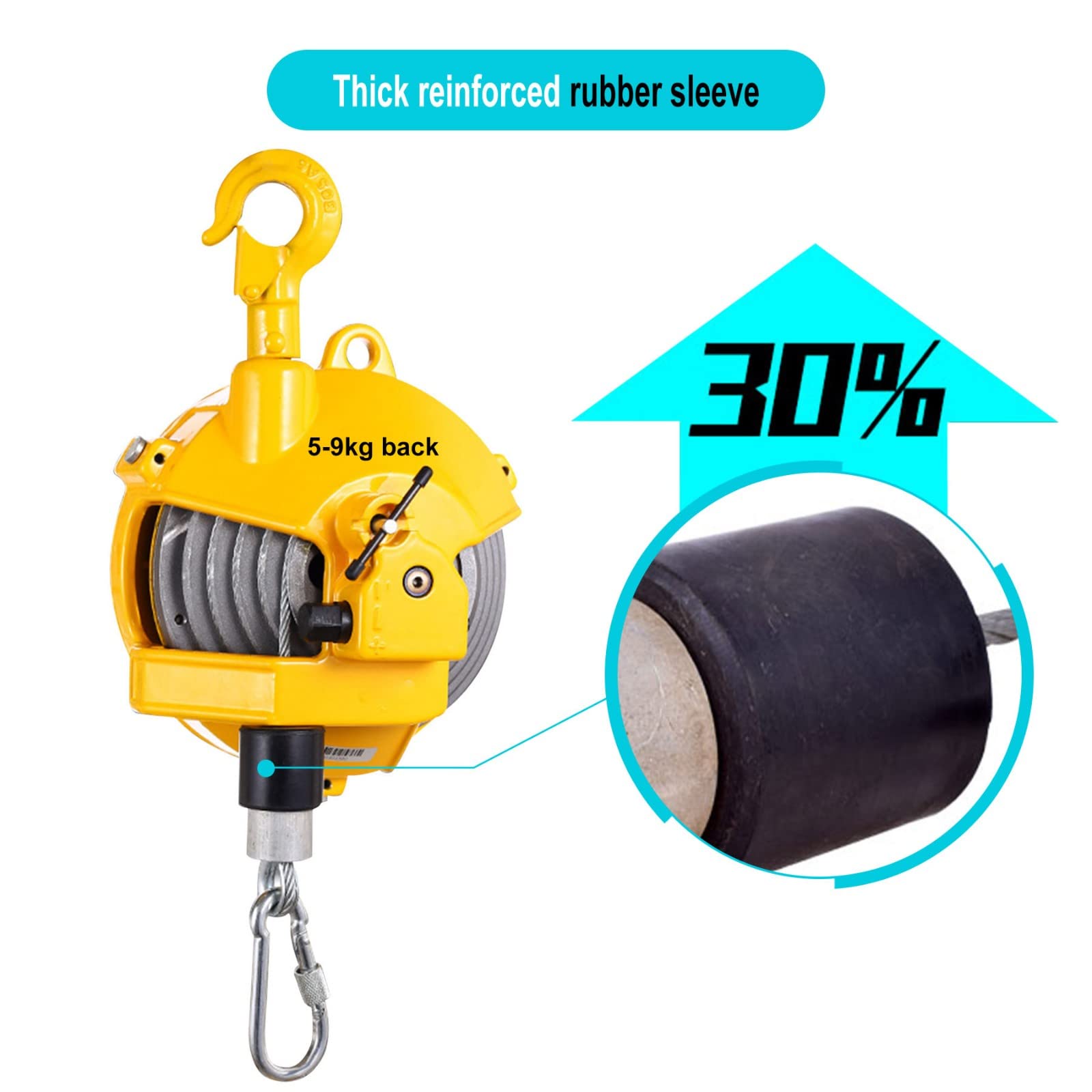 1-3/3-5/5-7/5-9kg Equilibrador de Resorte, Bloqueo Manual Equilibrador Retractor con Cuerda de Alambre Engrosada, Spring Balancer Retráctil para Fábrica Linea de Ensamblaje(Size:3-5kg)