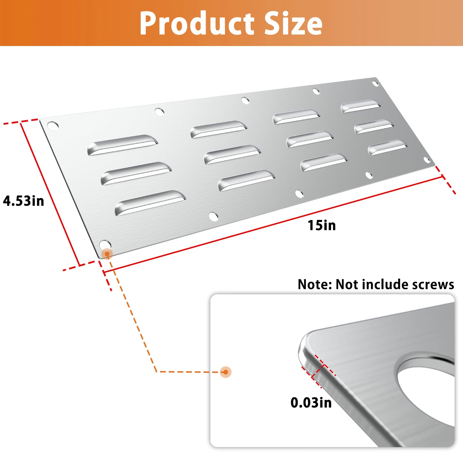 MODANU Stainless Steel Venting Panel for Grill Accessory, 15 x 6.57inch... MODANU Stainless Steel Venting Panel for Grill Accessory, 15 x 6.57inch...