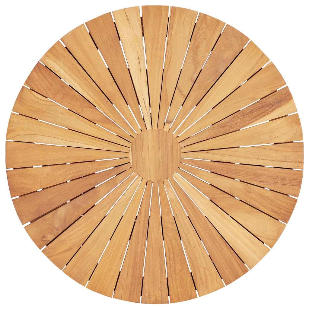 Tavolo da giardino rotondo da 60 cm in legno massello teak, tavolo pieghevole per esterni con vernice a base d'acqua, per terrazza e giardino, tecnicamente essiccato e finemente levigato