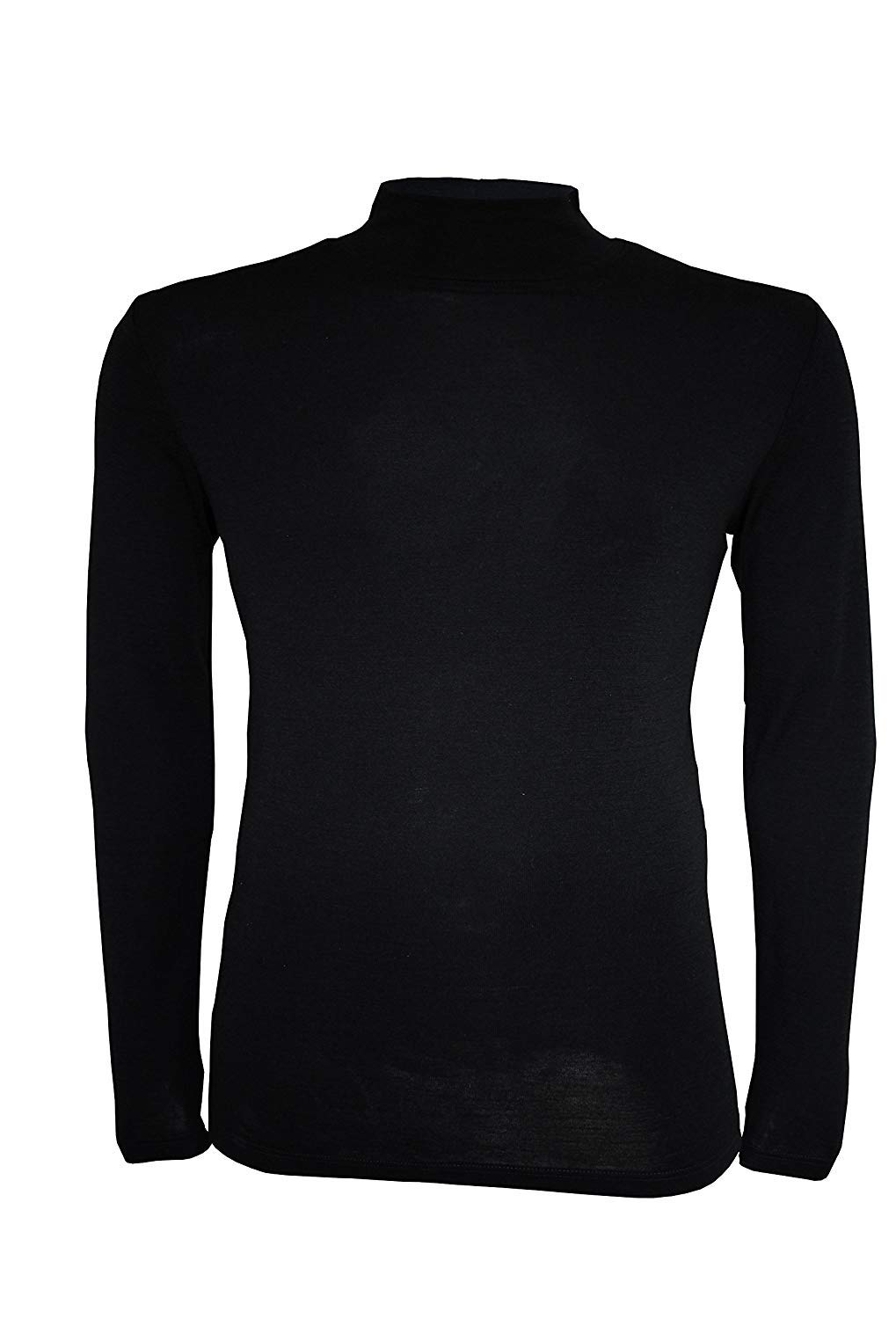 Utenos 100% lana merinos termoattiva da uomo a maniche lunghe, collo alto, made in EU (S, nero)