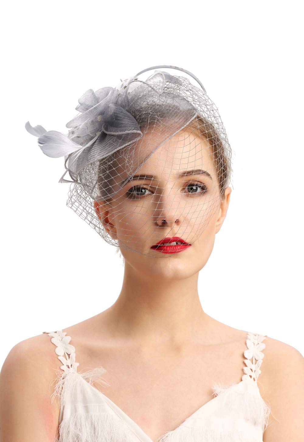 Fascinators Hats 20s 50s Hat Pillbox Hat Cocktail Tea Party Headwear with Veil for Girls and Women