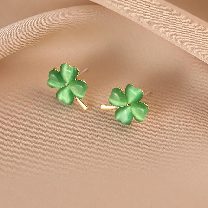 St Patricks Day Earrings for Women,Shamrock Earrings St Patricks Day Accessories for Women,Trendy Statement Four Leaf Clover Shamrock Earrings Stud Holiday Gift - Image 3