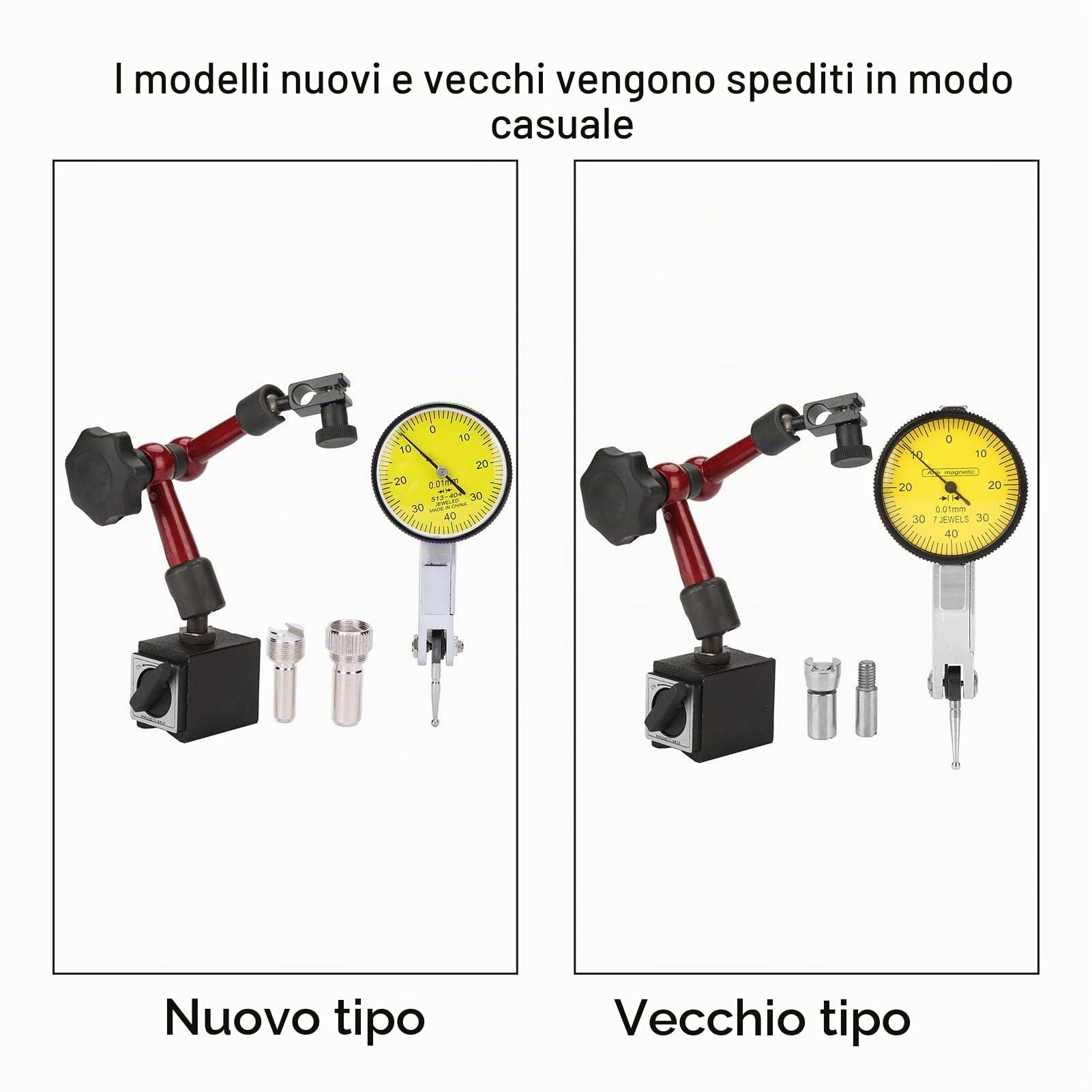 Comparatore Centesimale Digitale 0-0.8mm con Base Magnetica Regolabile, Misure di Precisione per Macchine Utensili