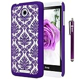 HTC 510 Case, Style4U HTC Desire 510 [Purple] Flower Damask Design Slim Fit Case Cover with 1 Stylus and 1 HD Clear Screen Protector [Purple]