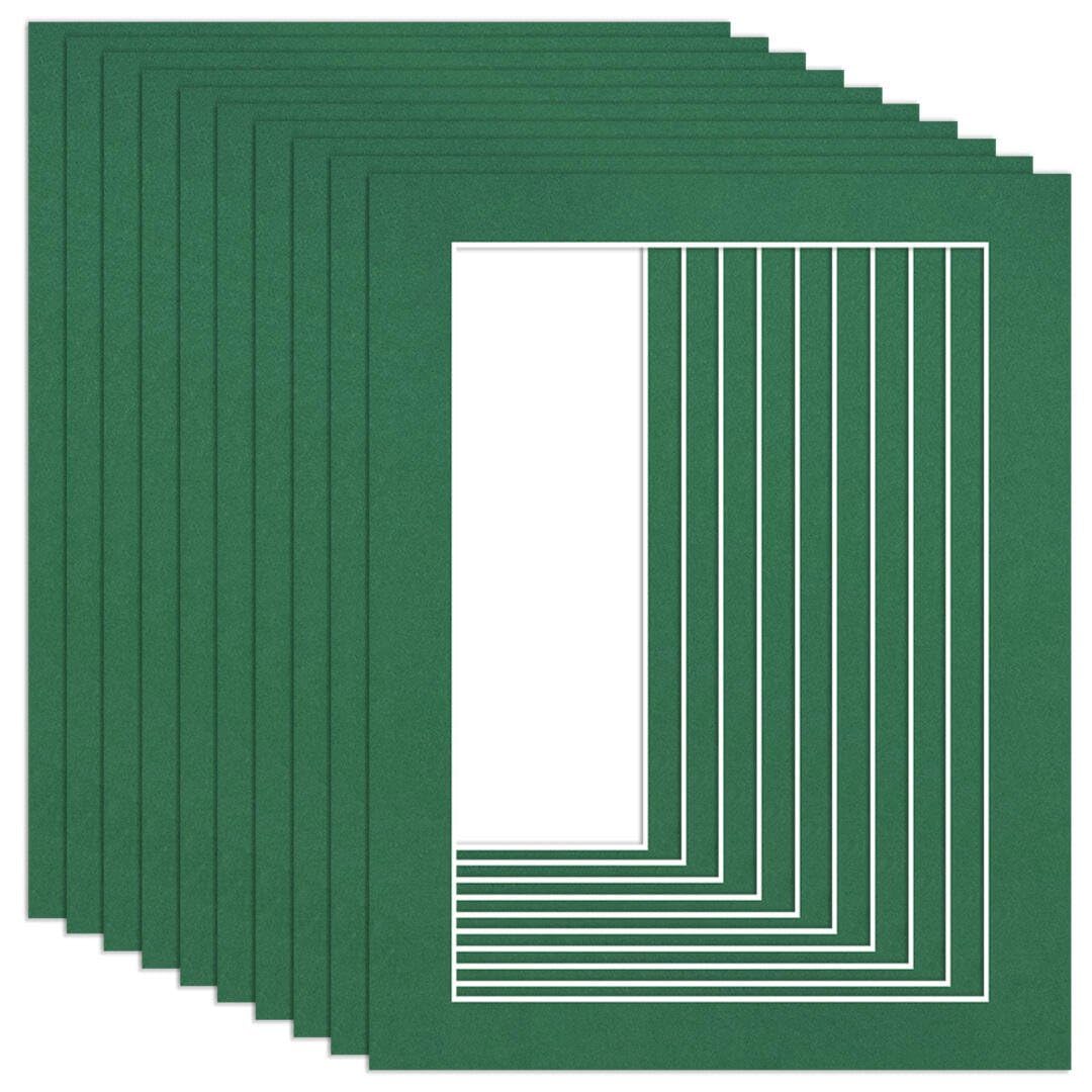 Procut Global 14x11" Emerald Picture Mounts to Fit A4 Aperture - Precision Cut Cardboard Photo Mount - Ideal for Frames, Prints, Artwork & Certificates - Sizes & Colours Available - 10 Pack