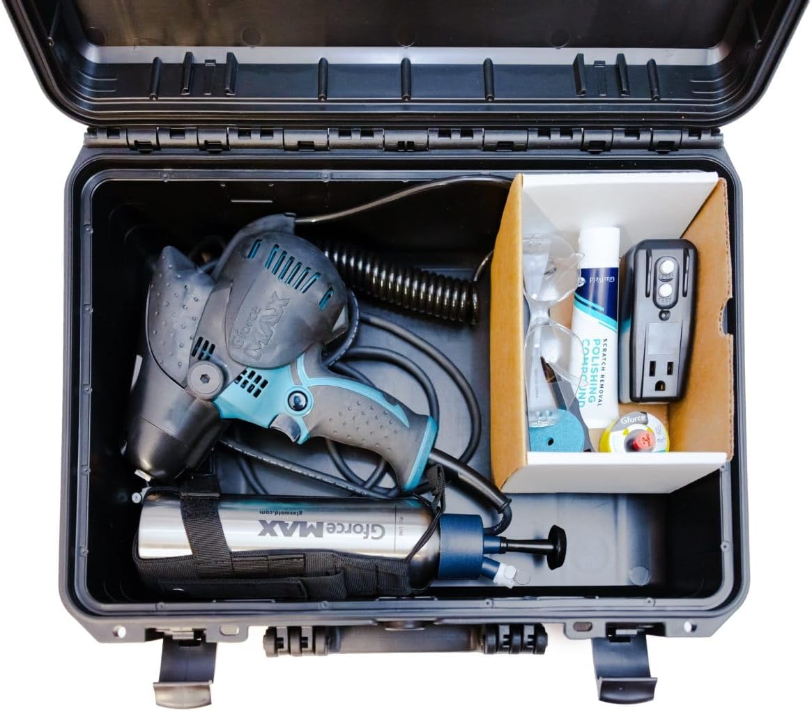 Glasweld Windshield Scratch Removal Gforce Max Essential Kit (120 Volt), ProCur Curing Light(pro Smart), Onyx Resin Combo