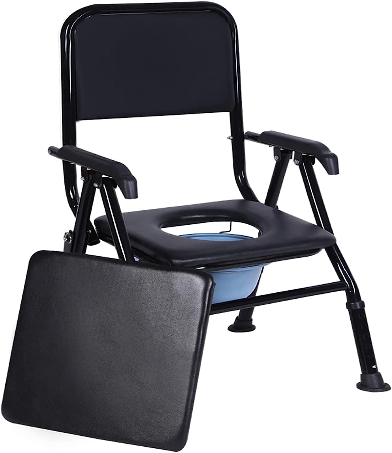 Gthtuhfd 1 Foldable Bedside Commode Chair, 1Cm Height Adjustable Wide Commode Chair For Toilet With Arms Portable Toilet Seat For Elderly Seniors Injured And Disabled, Up To 300 Lbs