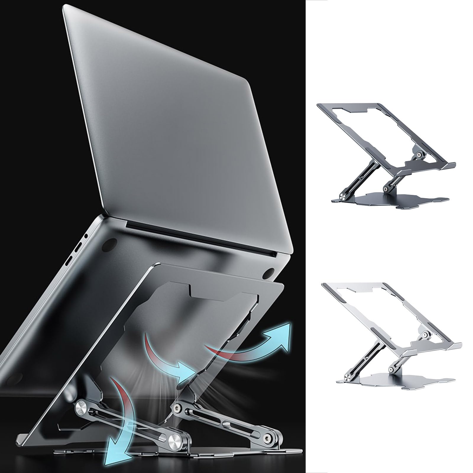 Klappbarer Laptop-Ständer aus Aluminium, ergonomisch, leicht und stabil, Wärmeableitung, für Laptops mit einer Größe von 25,4 - 43,9 cm (10 - 17,3 Zoll)
