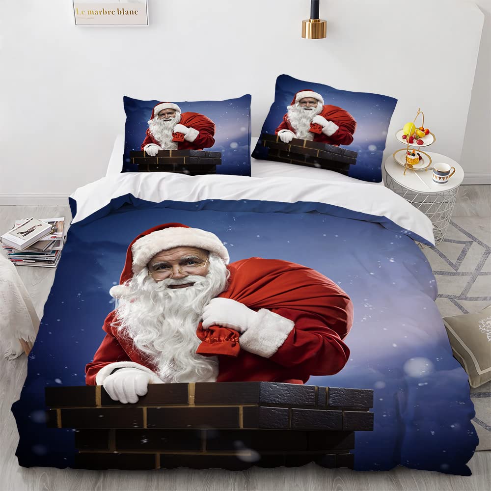 Set Biancheria Da Letto 3 Pezzi Natale – Copripiumino + 2 Federe Microfibra, Tema Renne, Taglia Double 200x200 Cm