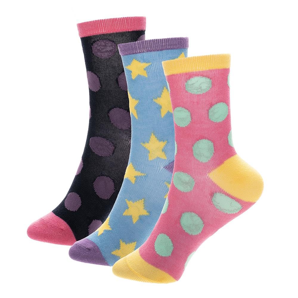 A2z 4 Kids Girls Polka Dot Bamboo Socks 3 Pack - Socks Az1410 3 Pack 7-10