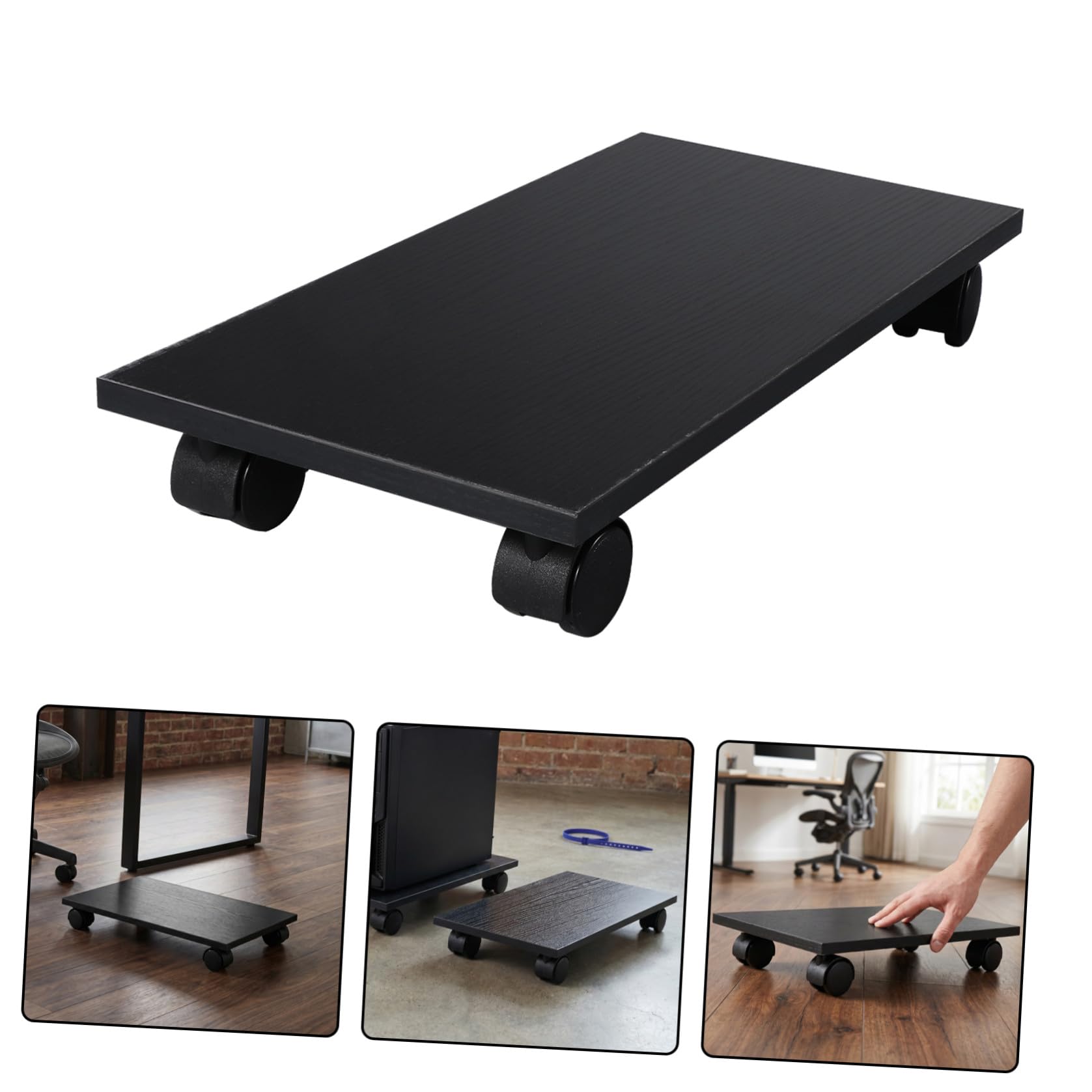 2 Pièces Chariot Mobile pour Tour PC en Bois avec roulettes
