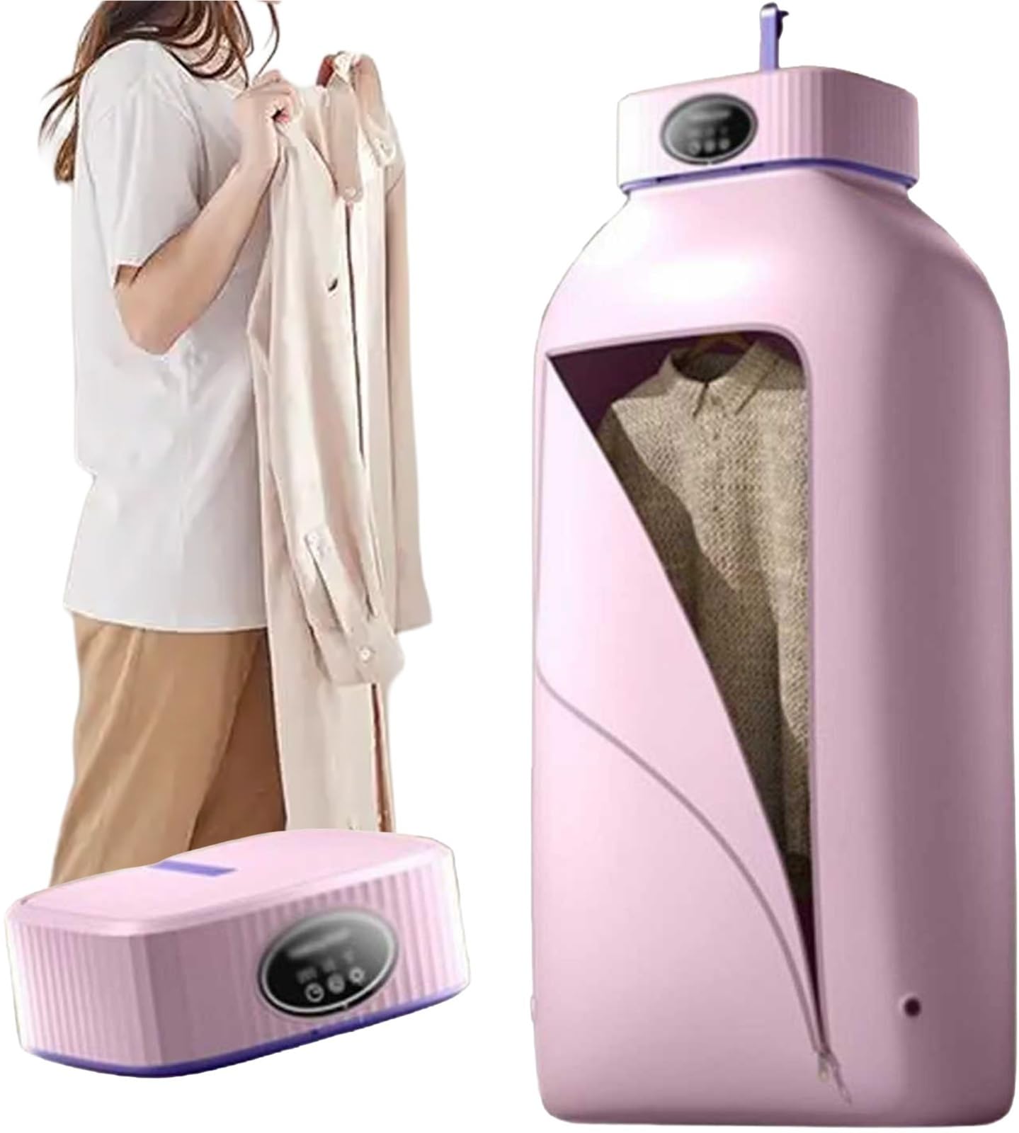 Stiratrice a vapore per indumenti appesi Macchina da stiro a vapore verticale automatica e wireless per una rapida rimozione delle pieghe(Pink)