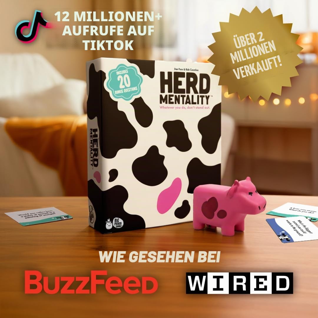 Herd Mentality Gesellschaftsspiel: das Kuh-le süchtig-machende Spiel für die ganze Familie, das gleiche klassische Spiel in einer platzsparenden kleineren Box