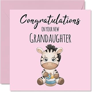 New Baby Girl Card - New Grandaughter - Congratulations Baby Girl Cards Newborn, Well Done Congrats New Baby Cards, Welcome To The World Home Gifts, 5.7 x 5.7 Inch Baby Greeting Cards for Parents
