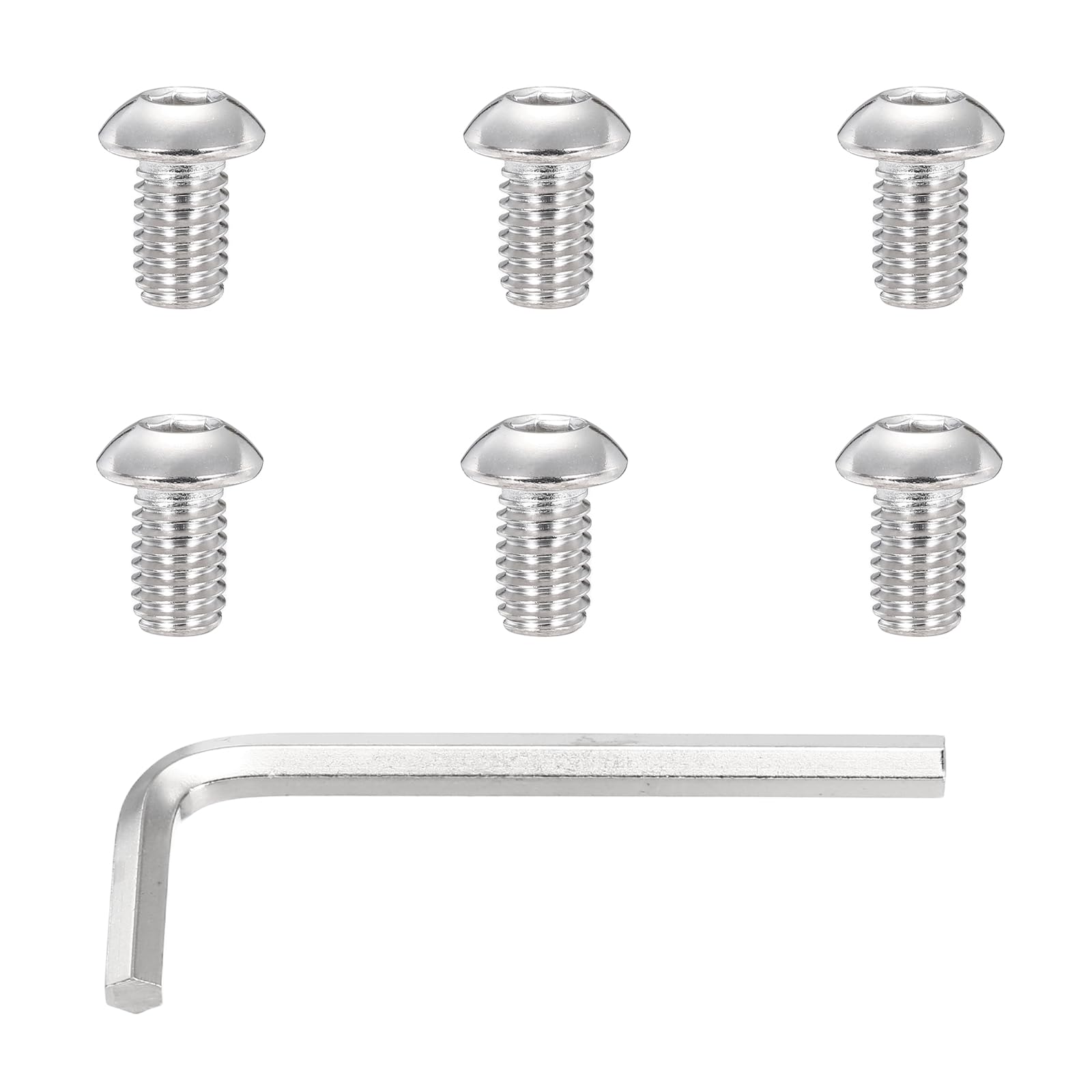 M METERXITY 6 Pack 3/8 16 x 5/8" Button Head Socket Cap Bolts Screws, 304 Stainless Steel 18-8 Bolts with Hex Spanner Socket Head Screws for DIY, Furniture, Water Pump, Light Fixture,Silver