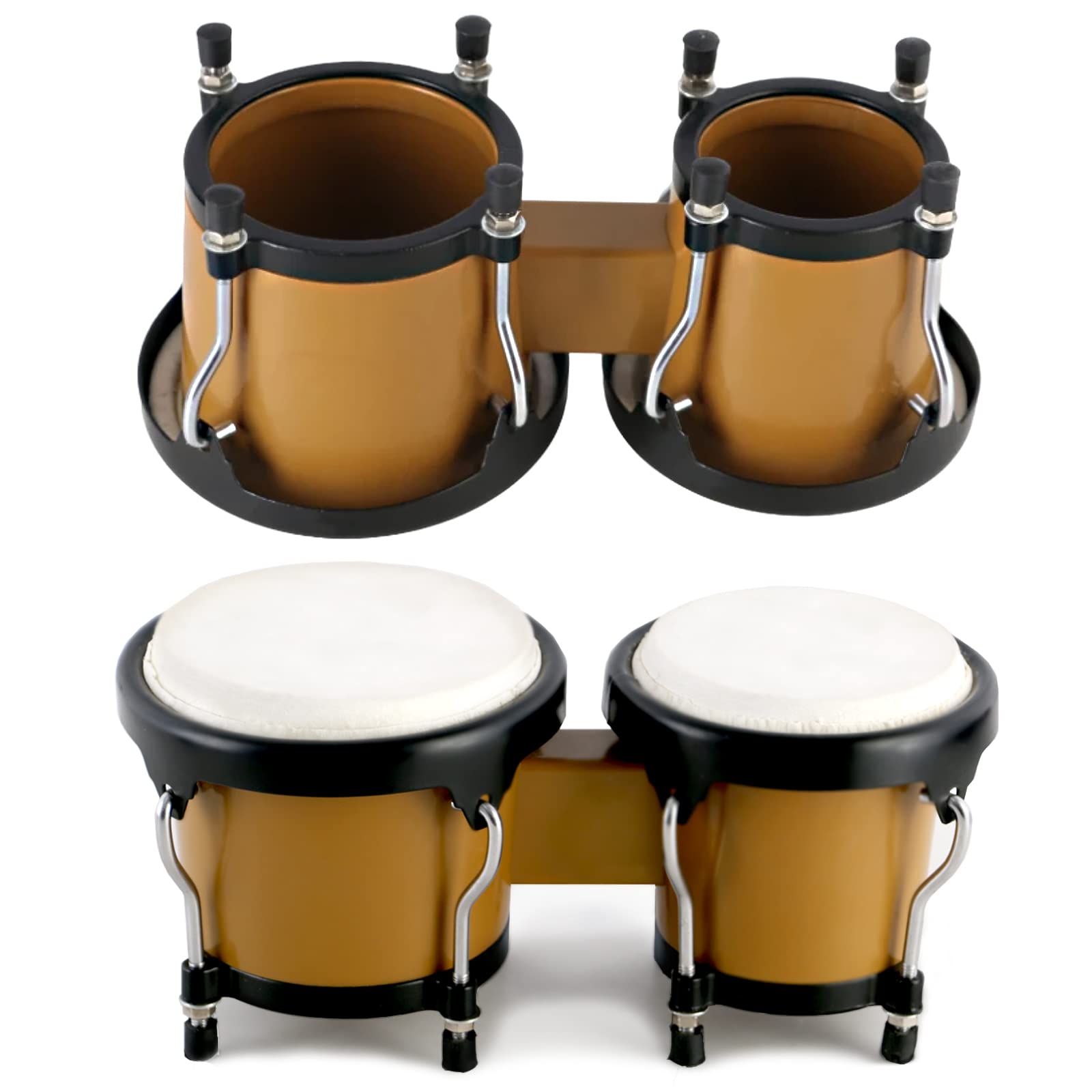 EASTROCK Bongos de 4 y 5' para estudiantes adultos principiantes, tambor de percusión Bongos con llave de afinación (marrón)