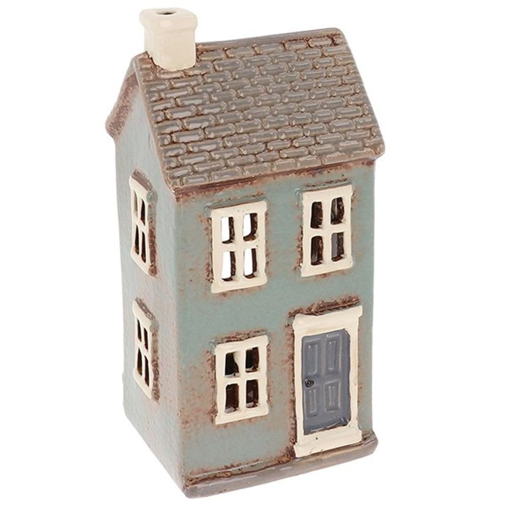 Shudehill Giftware Grey Village Pottery Tiled House Tealight Holder 19Cm X 9.5Cm X 8Cm