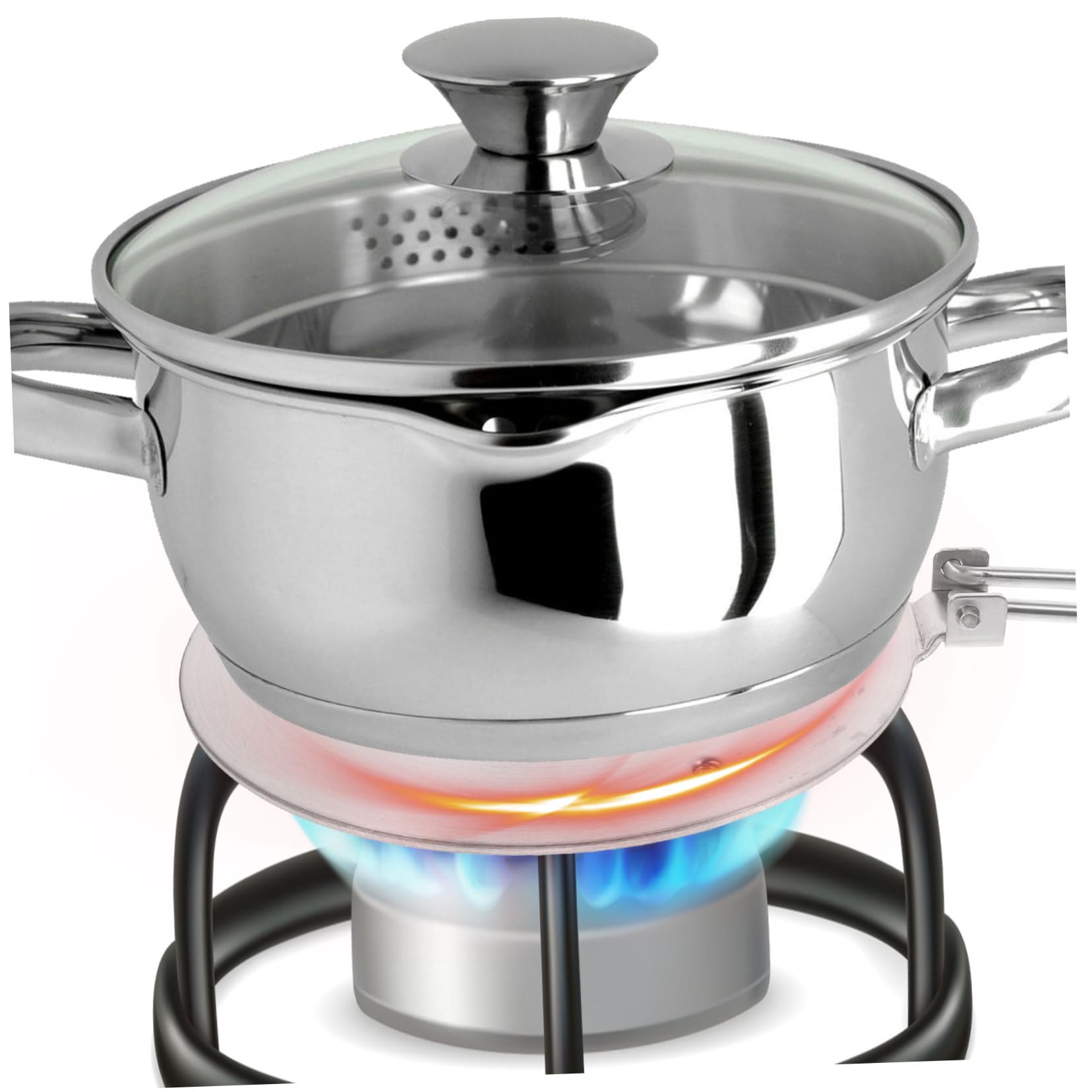 COLLBATH Placa Difusora de Calor Inoxidable Mango Desmontable para Cocinas de Gas y Eléctricas