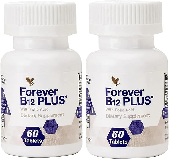 Forever Living - B12 Plus - فيتامينات B الأساسية للطاقة ودعم المناعة وصحة خلايا الدم الحمراء - نباتي ونباتي وخالي من الغلوتين - 60 قرصًا