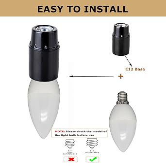 TWDRTDD E12 Candelabra Base Socket,Black Candelabra Light Socket,E12 Lamp Holder for Incandescent LED Light Bulb, UL Listed,Keyless Phenolic (3-Pack)