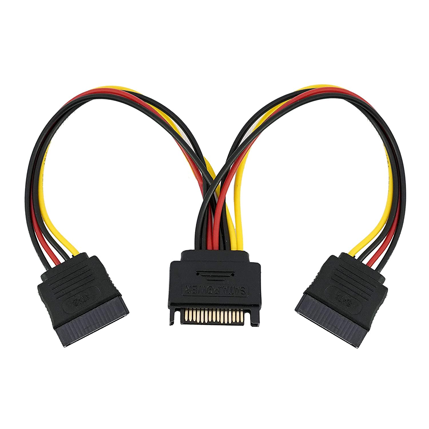 UNIFREE 15 Pin SATA Power Y-Splitter Cable (Multicolor, 6-inches) 6 inches, SATA Y Splitter Personal Computer