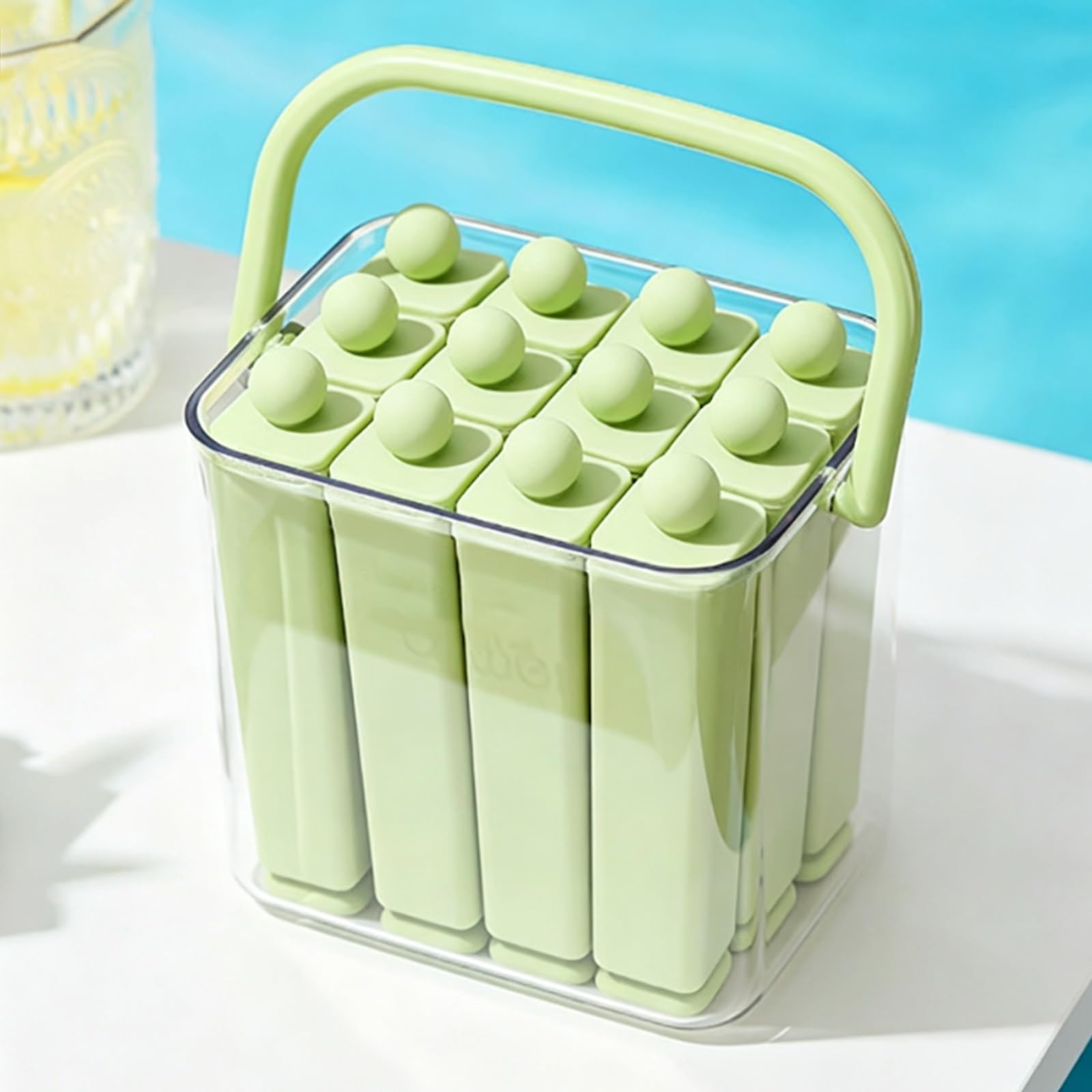 Moldes para helados de silicona verde para meriendas saludables en familia