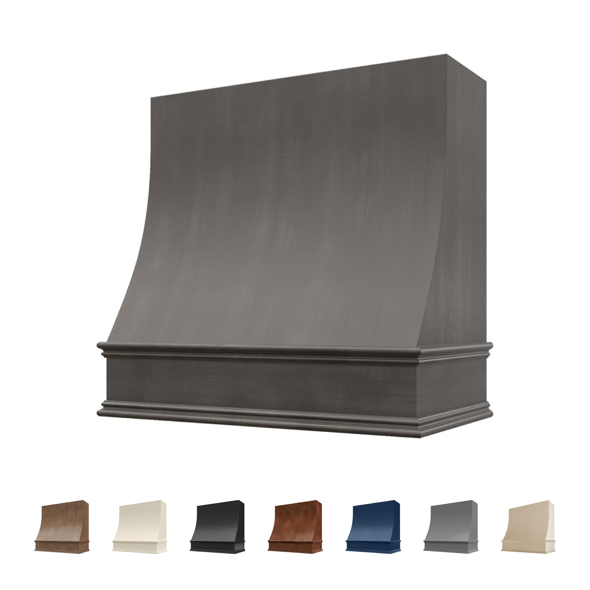 Grey Wood Range Hood Cover, Sloped Front, 37.5"W x 48"H