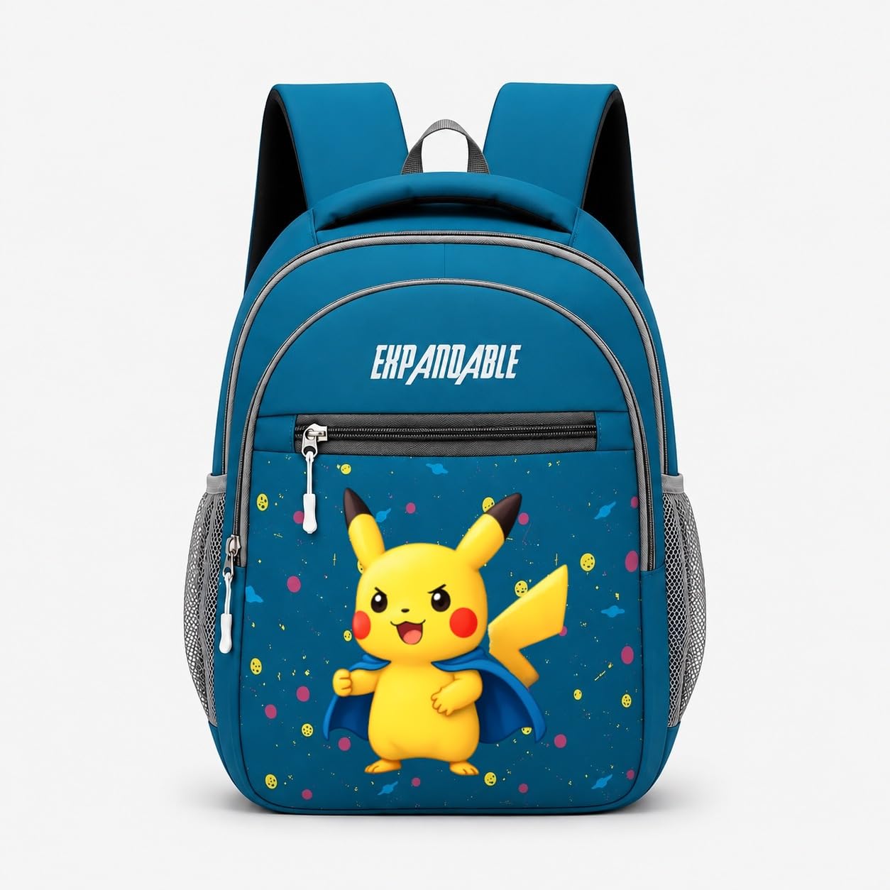 Blue Kids School Backpack - Cute Electric Hero Mouse with Cape in Space Design - Ergonomic Lightweight Bookbag for Primary School Boys & Girls - Durable Water-Resistant Travel Daypack-image-0