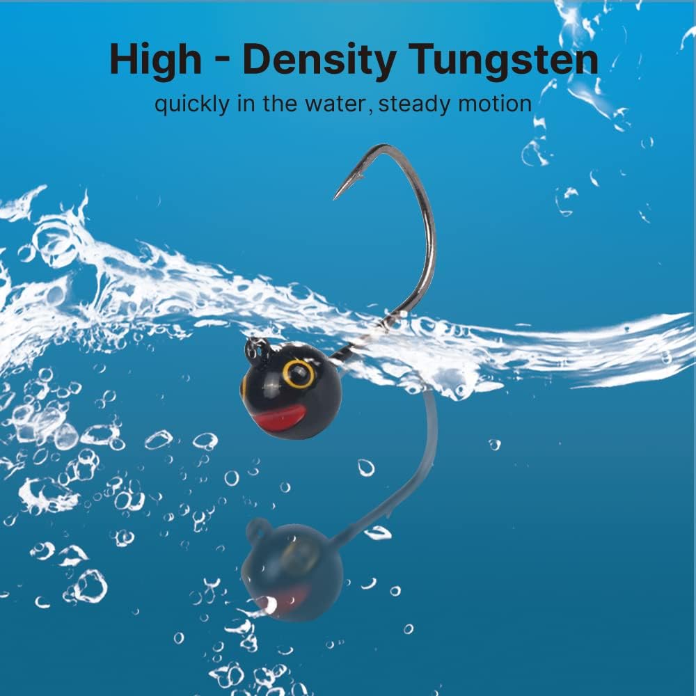 10pcs Tungsten Jig Heads with Bait Holder, Round Jig Head for Small Plastic Baits and Fish, Crappie and Bluegills
