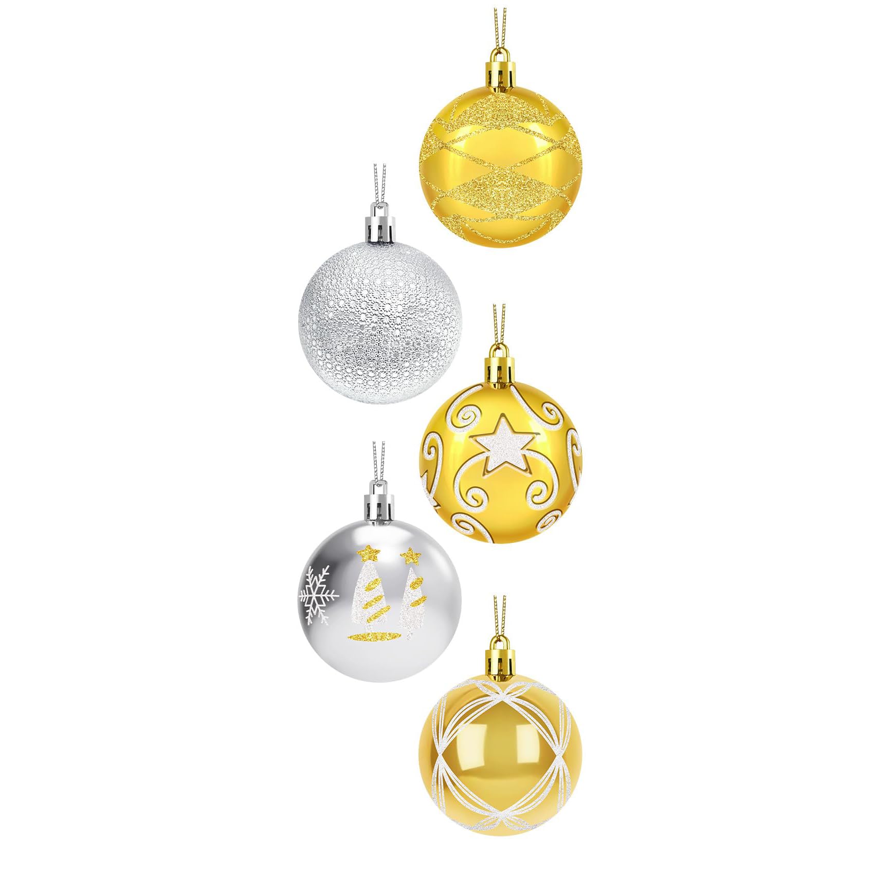 Decorazione di Natale Set Oro Rosso 32 Pezzi Lucide Opache Palline Natalizie Addobbi Natalizi Set Accessori Decorativi Decorazioni Opache Ornamenti Con Ganci per Decorazioni Natalizie per la Casa