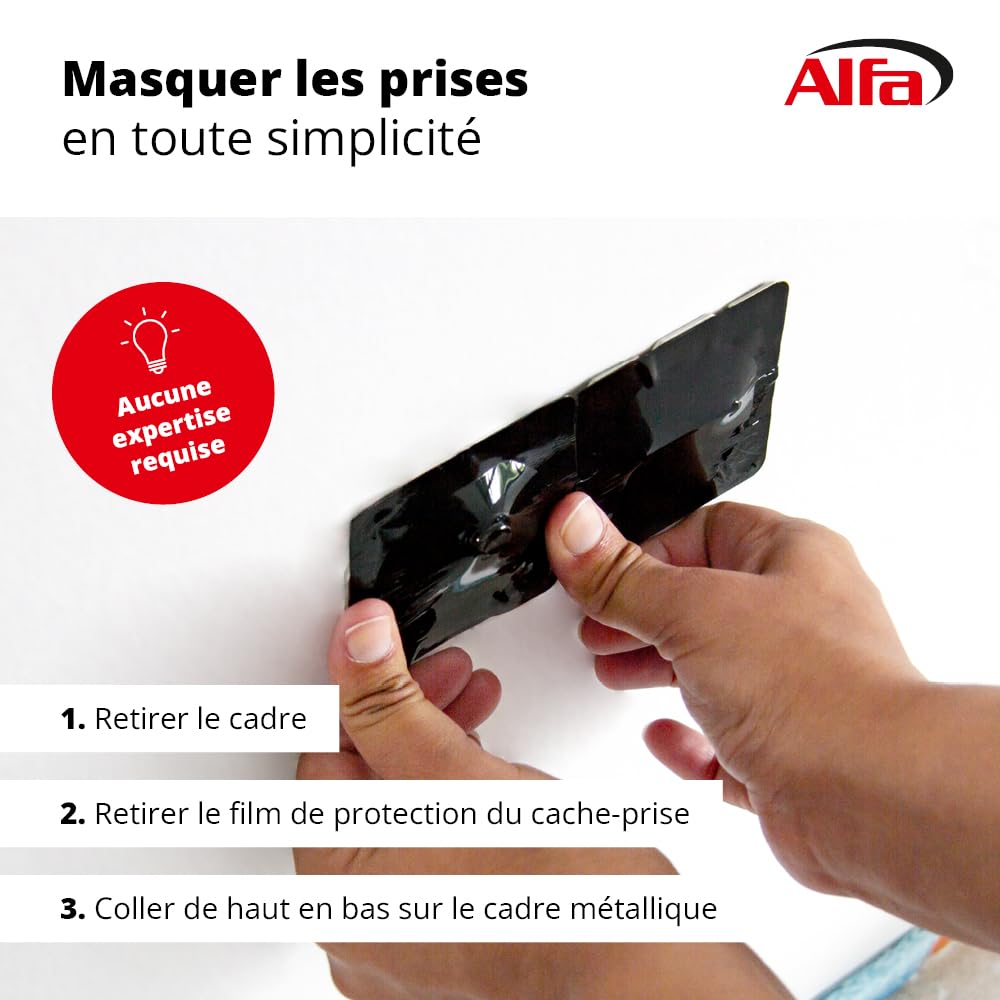 Alfa Cache-prise bords adhésif – Masquage peinture – 100 pièces | Cache-prise adhésif PET pour peinture. Masquage rapide des prises et interrupteurs, retrait sans résidus sur métal.