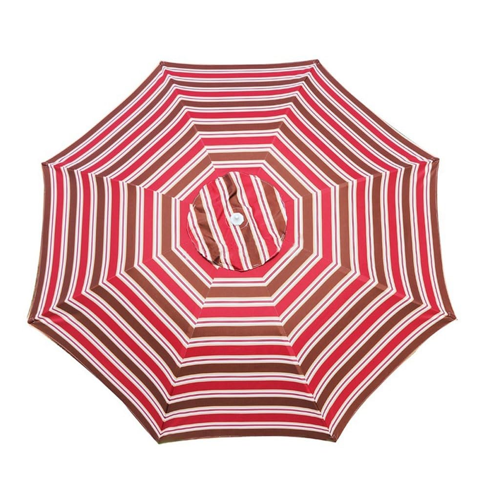 200 cm Parasol Plażowy z Pochylanym, Czerwony Paskowany Parasol Ogrodowy, Przenośny Składany Parasol Tarasowy, Regulowana Wysokość, Aluminiowy Drążek