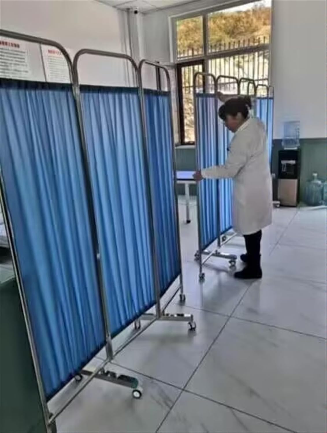 6ft Tall Foldable Medical Privacy Screen,6Panel 300cm(w) Rolling Fabric Room Divider/Partitions for Hospitals Beauty Salon