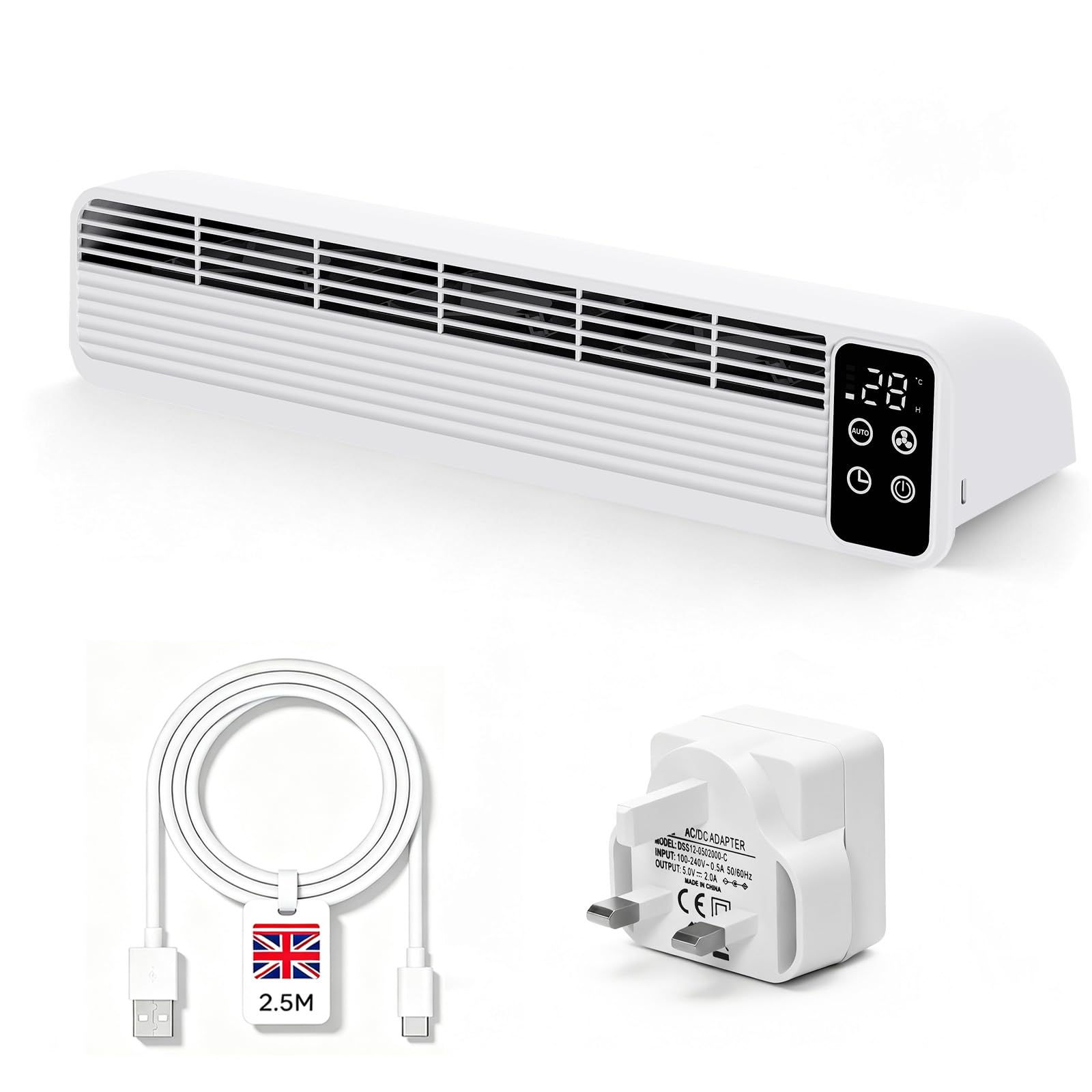 SROCHN Radiator Fan Booster, Smart Radiator Fan with 3 Fans, 3 Speeds & Auto Mode, USB-C, Temperature Display, Radiator Ventilator for Better Heat Distribution, [Energy Class A+++]