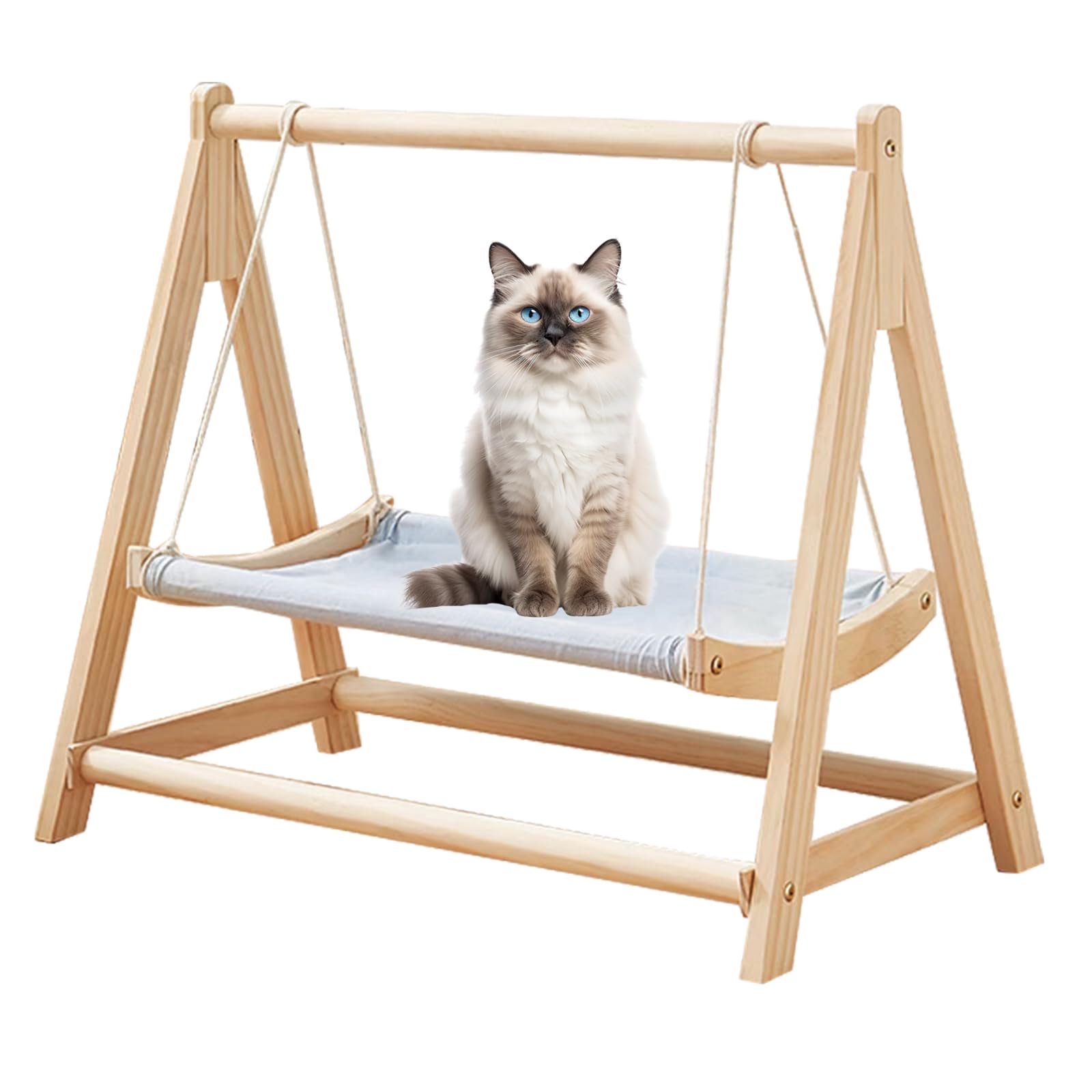Hamac en bois pour chat - Lit balançoire pour chat d'intérieur - Perchoir confortable pour chats de petite et moyenne taille