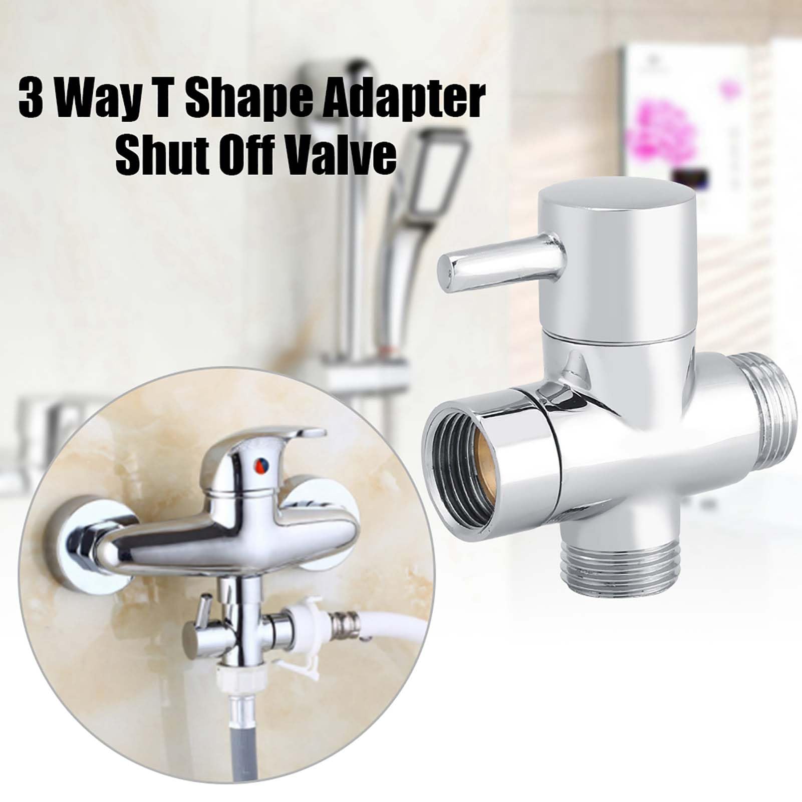 3-Way Shower Arm Diverter Valve, G1/2" Brass Shower Head Splitter, T Shape Diverter Shower Valve - Image 4