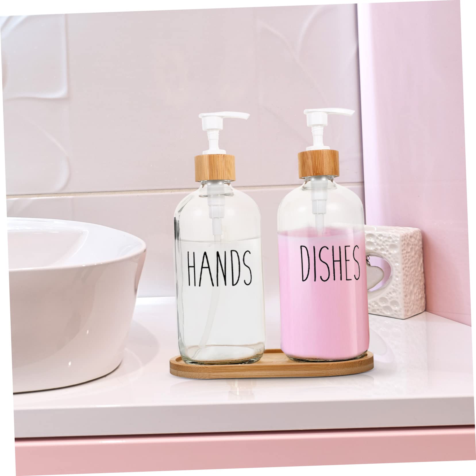 Mobestech Dispenser di Lozione in Vetro 500Ml con Pompa, Flacone Riutilizzabile per Shampoo e Detergente per Mani, Facile da Usare, per Casa e Hotel