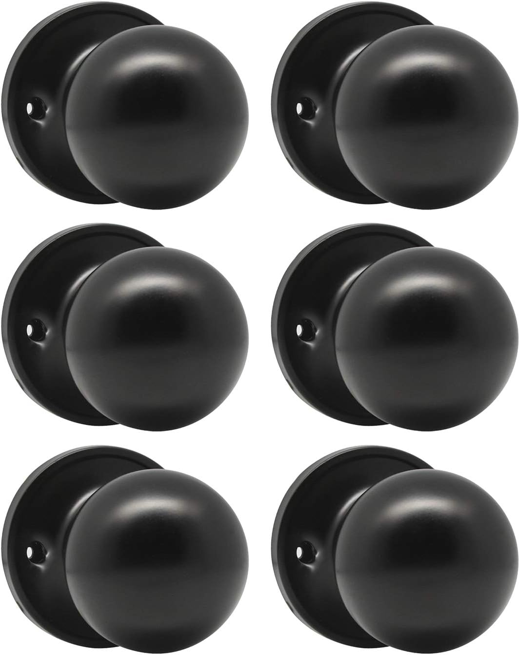 KNOBWELL 6 Pack Classic Closet Door Knobs Dummy Door Knob, Individual Dummy Door Knob Single Side, Matte Black Interior Door Knobs, Easy Installation