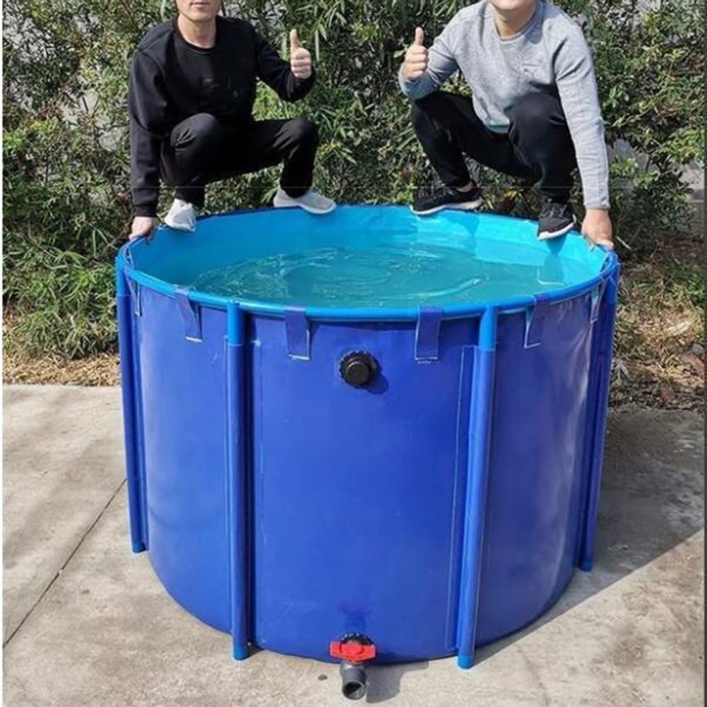 Estanque De Piscina De Acuario Con Válvula De Drenaje, Tanque De Almacenamiento De Agua Portátil Piscinas De Tierra Estanque De Peces De Lona De PVC Con Soporte Estructura Sólida For Acuicultur