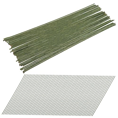 HOODANCOS Floral Picks Wire 200pcs Artificial Flower Stems Kit Green Wire Flower Sticks for Bouquets Wedding and Craft Projects