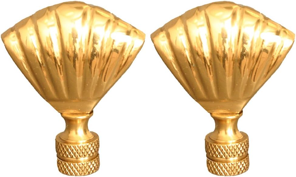 Royal Designs Seashell Lamp Finial for Lamp Shade, 2 Inch, Antique Brass, Set of 2
