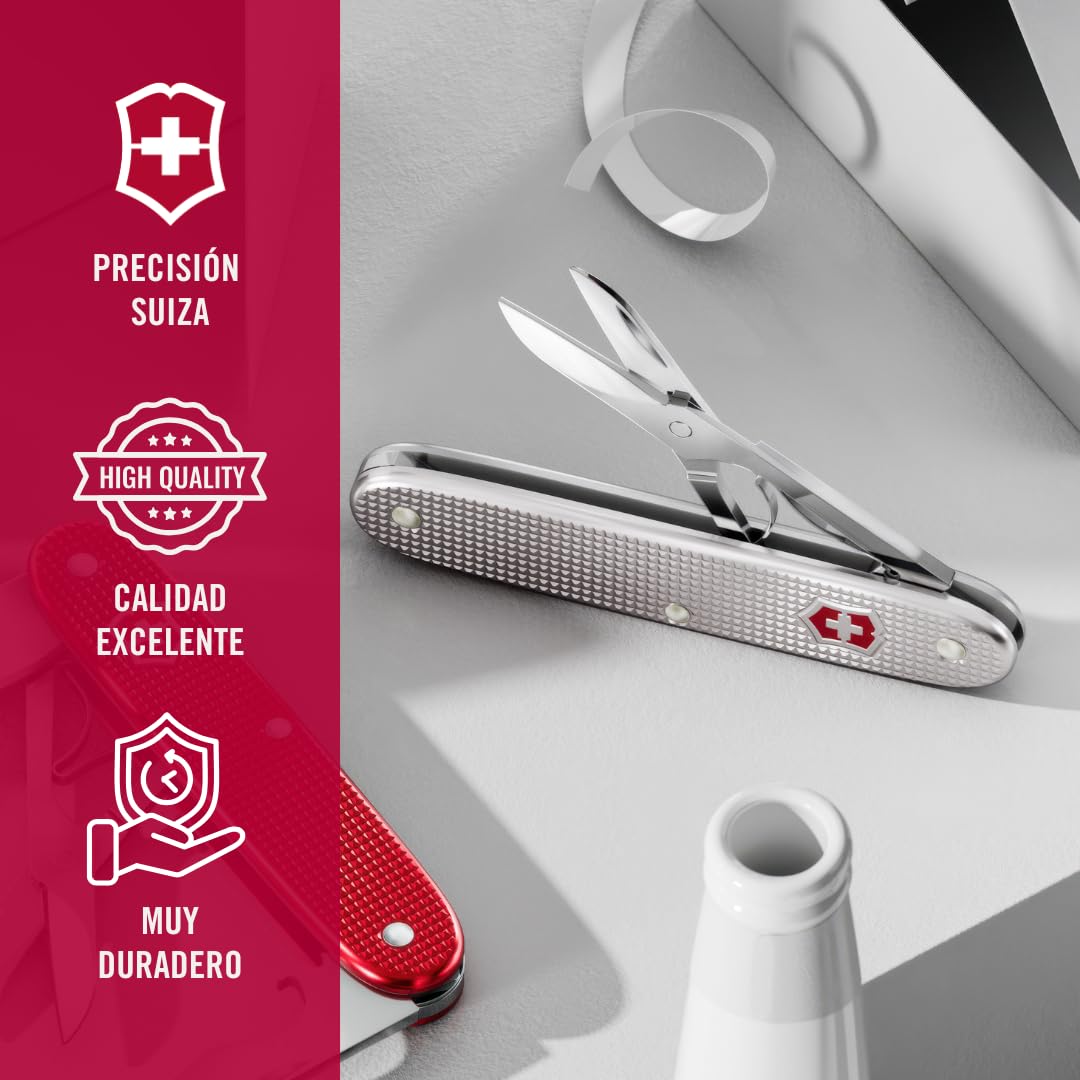 Victorinox Herramienta de bolsillo Companion Slim Alox, multiherramienta, 6 funciones, tijeras, abrepaquetes, destornillador, Hecha en Suiza, plateada
