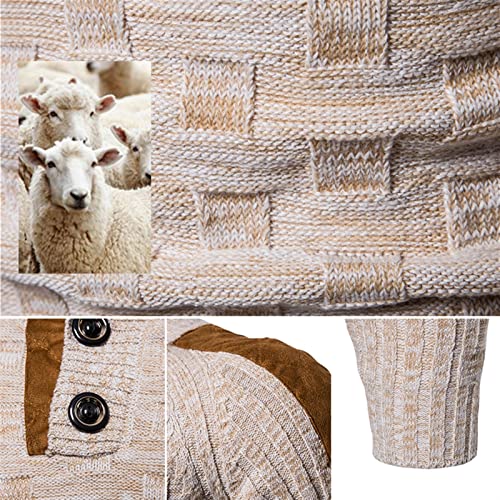 Masculino Botão Botado Pulôver Oversized Super Sweater Suéteres Masculinos (Color : 1, Size : Grande